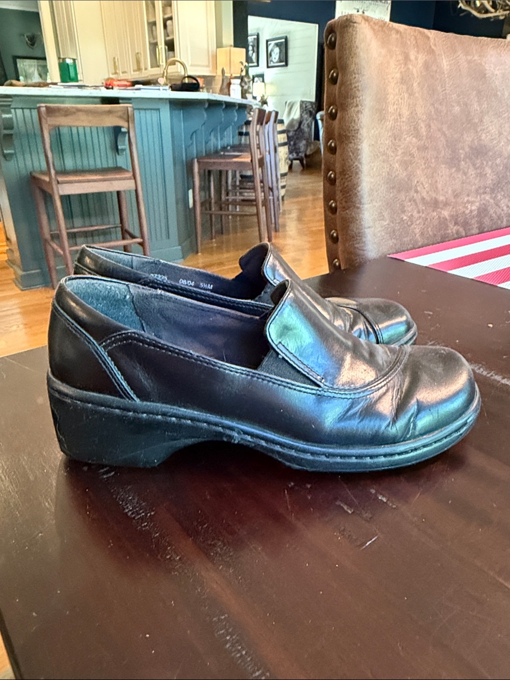Clarks Black Leather Slip-On Loafers